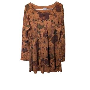 CMC Color Me Cotton Women's Top Floral 100% Cotton Rolled Neck Size Medium